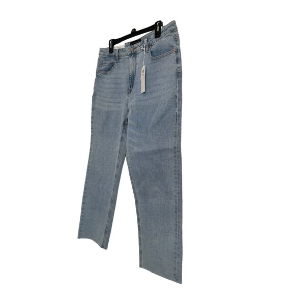 Santuary Good Vibes Size 32 High Rise Jeans Straight Light Wash Demin Raw Hem NW - Picture 10 of 16